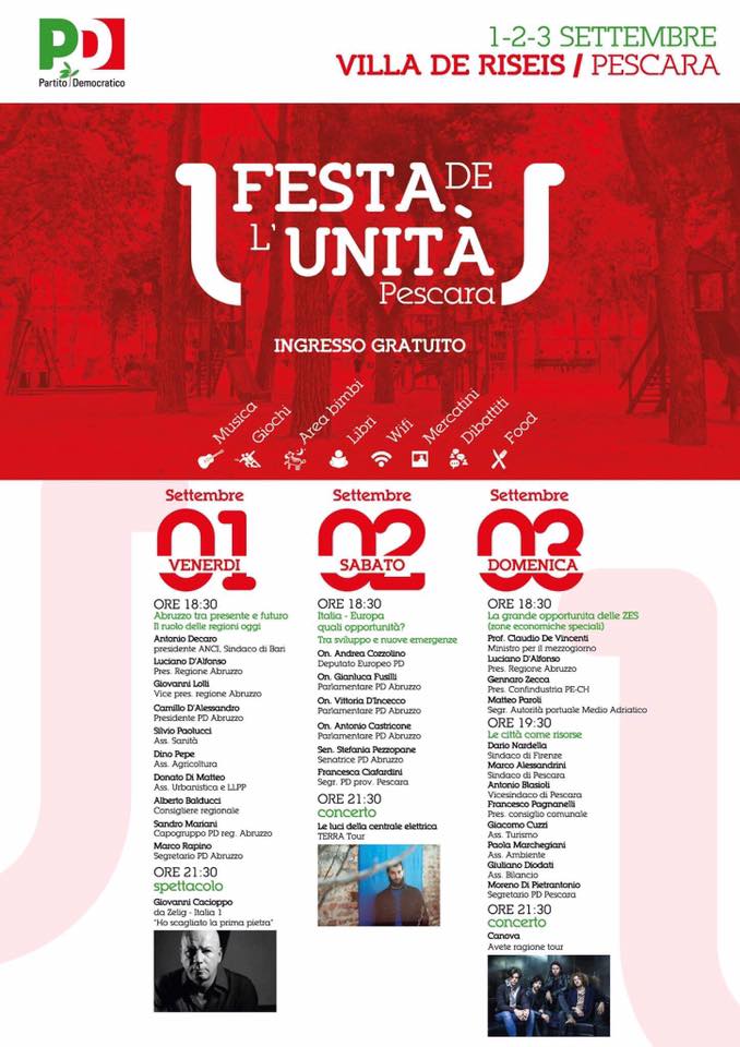 locandina Festa de L'Unità - Pescara