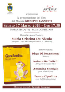 Notaresco, presentazione del libro "Giorni bambini"di Giuseppe Iannetti