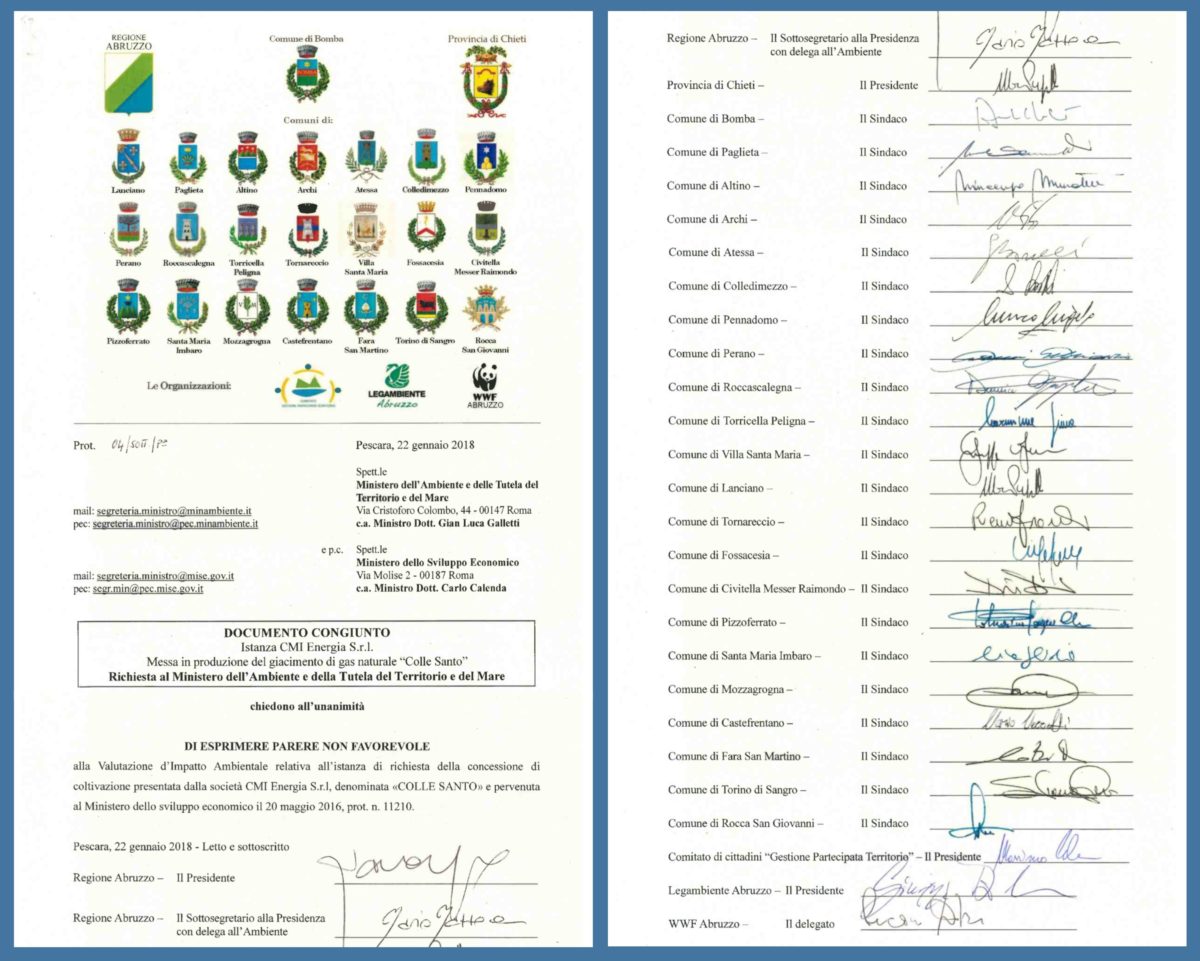 No estrazione gas a Bomba. Mazzocca: "Battaglia vinta, ci davano per sconfitti”