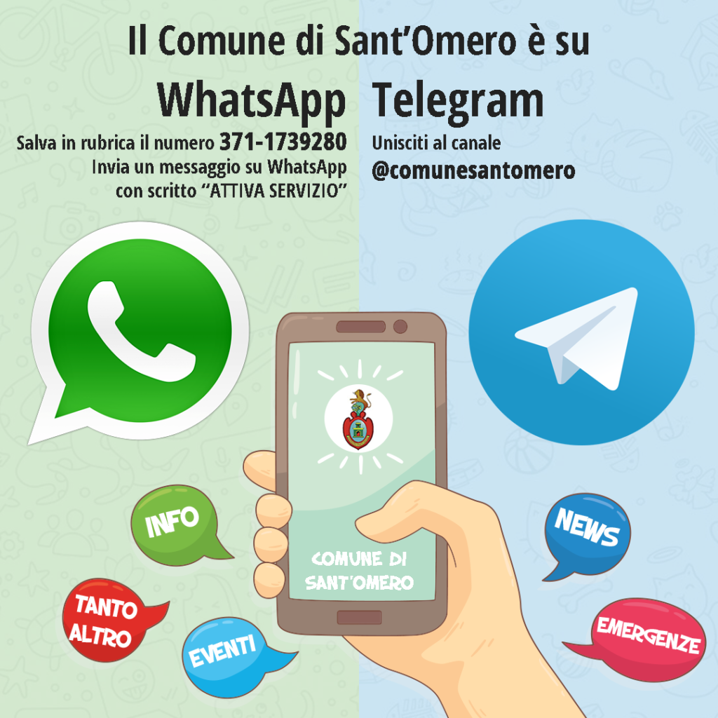 Sant'Omero, il Comune sbarca su Whatsapp e Telegram