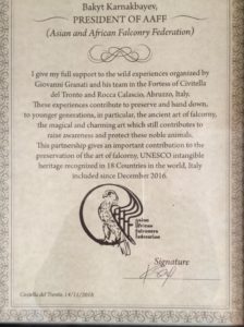 L'ambasciata degli emirati arabi uniti per la falconeria abruzzese