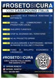 Roset, CasaPound dà il via alla campagna “Roseto siCura”