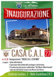 Valle Castellana, domenica l' inaugurazione di Casa C.A.I.