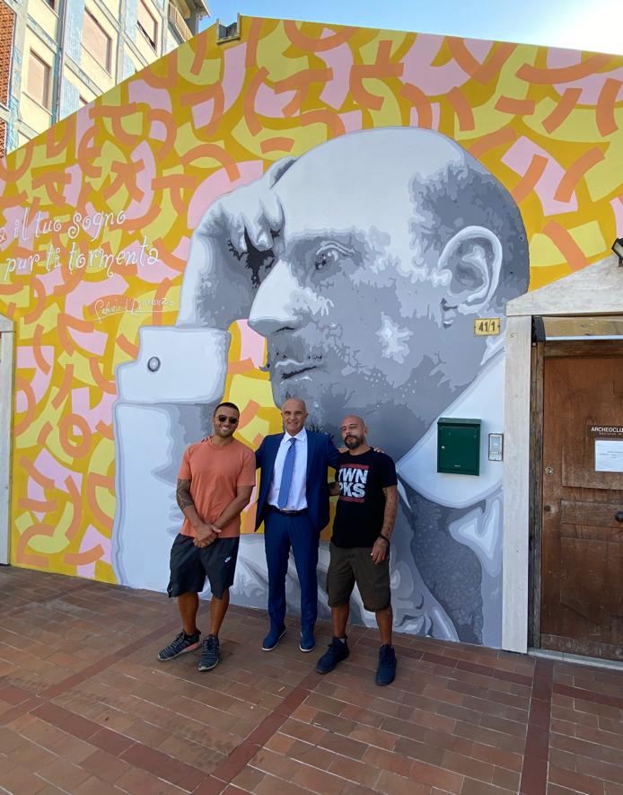 Inaugurato il murales raffigurante D’Annunzio. Era stato devastato da vandali