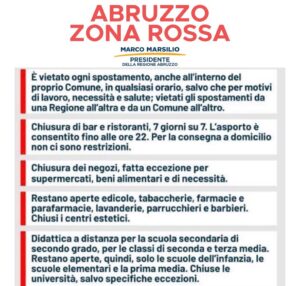 Abruzzo in zona rossa da domani. Le scuole non saranno chiuse del tutto