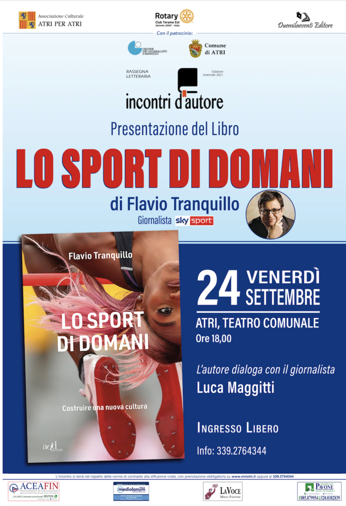 Atri, Incontri d’Autore. Il giornalista sportivo Flavio Tranquillo presenta il suo libro “Lo sport di domani”