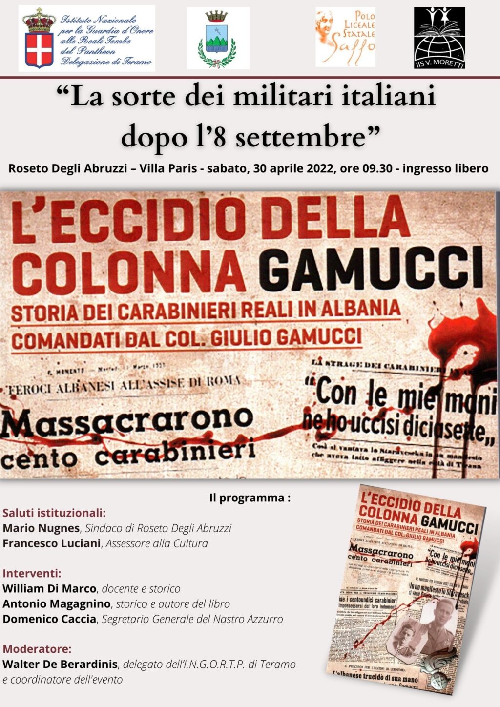 Roseto, convegno in ricordo dei militari italiani caduti dopo l'8 settembre
