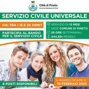 Servizio Civile Universale, 9 posti anche nel Comune di Pineto