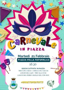 Roseto, martedì si festeggia il carnevale in piazza della Repubblica