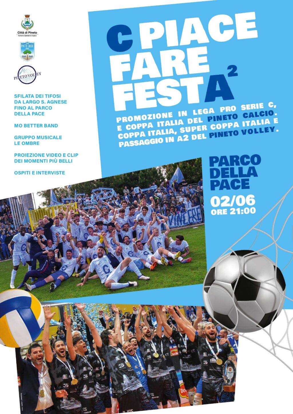 Pineto in festa per i successi delle squadre di volley e calcio