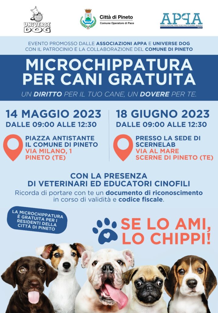 A Pineto torna la microchippatura per cani gratuita