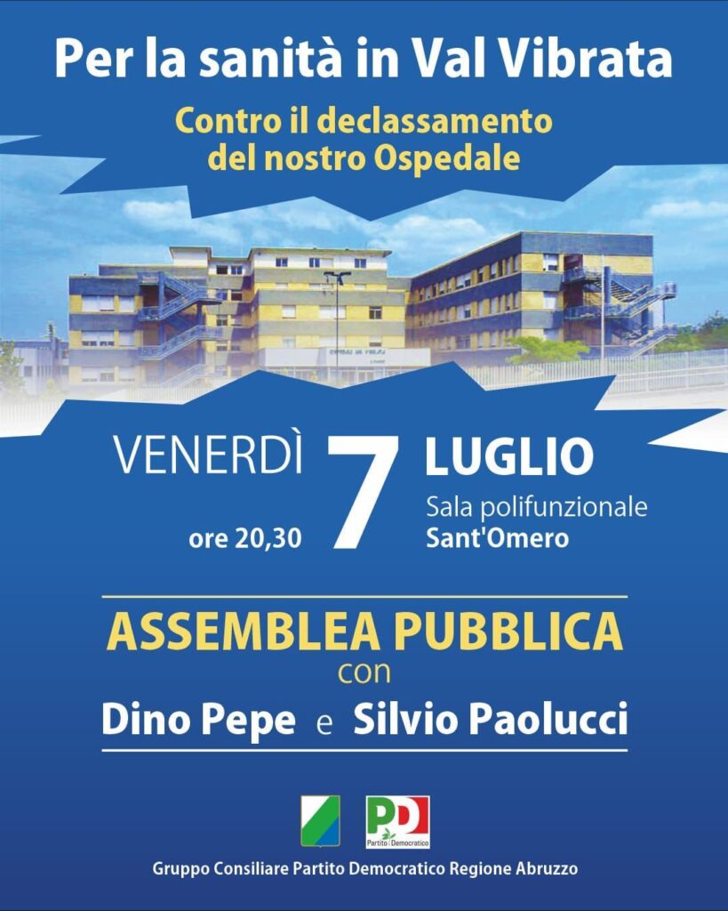 Assemblea pubblica sanità in Val Vibrata. Pepe:giunta penalizza il presidio