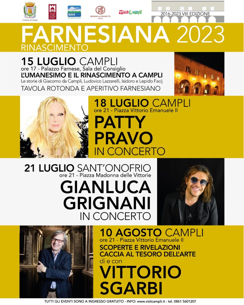 Campli, torna Farnesiana con Grignani, Patty Pravo e Vittorio Sgarbi