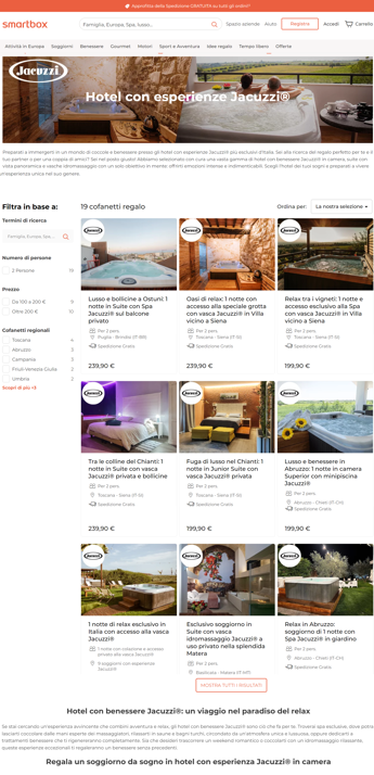 Jacuzzi® e Smartbox insieme per promuovere il wellness-hospitality