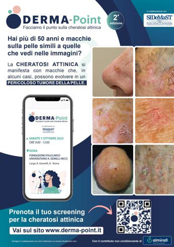 Salute, al via ‘Derma Point’, campagna di prevenzione cheratosi attinica
