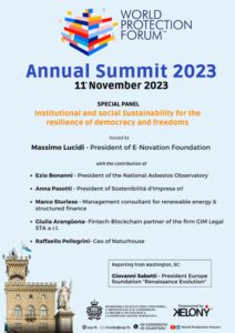 Sostenibilità: Fondazione E-Novation, un focus al World Protection Forum