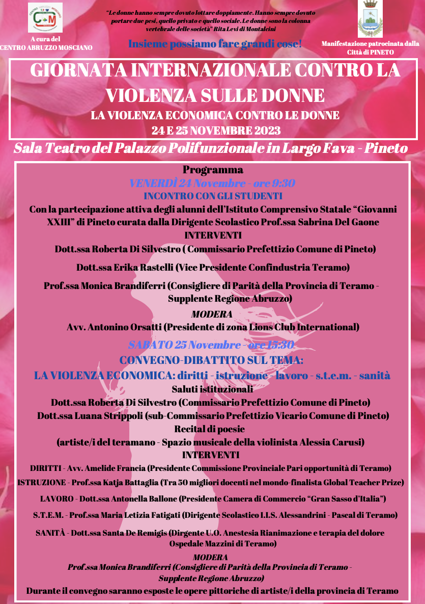 A Pineto due giornate dedicate al contrasto alla violenza di genere