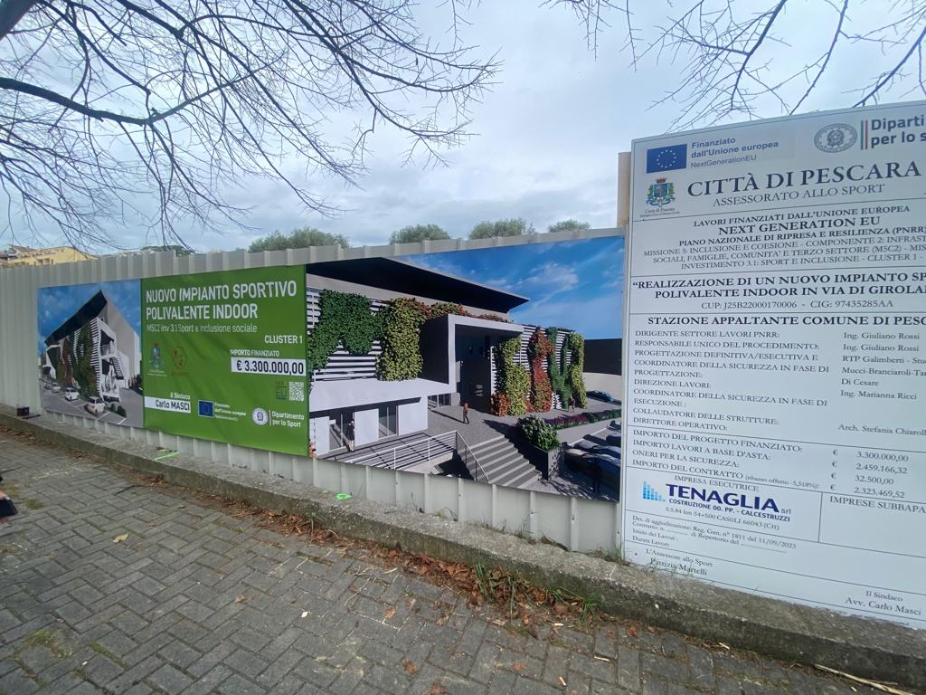 Pescara, al via i lavori del nuovo palazzetto dello Sport in via Di Girolamo