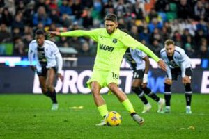 Udinese-Sassuolo 2-2, doppietta di Berardi dal dischetto