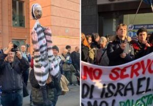 Giornata Memoria, corteo pro Palestina a Roma: il manichino con la faccia di Netanyahu