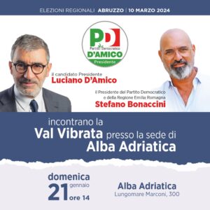 Regionali, Bonaccini e D'Amico ad Alba Adriatica per un incontro con i cittadini