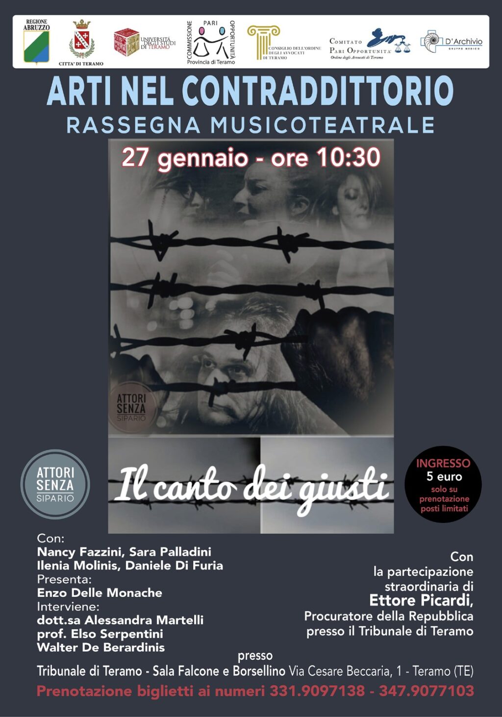 Commemorazione Shoah, il tribunale di Teramo si tinge di storia