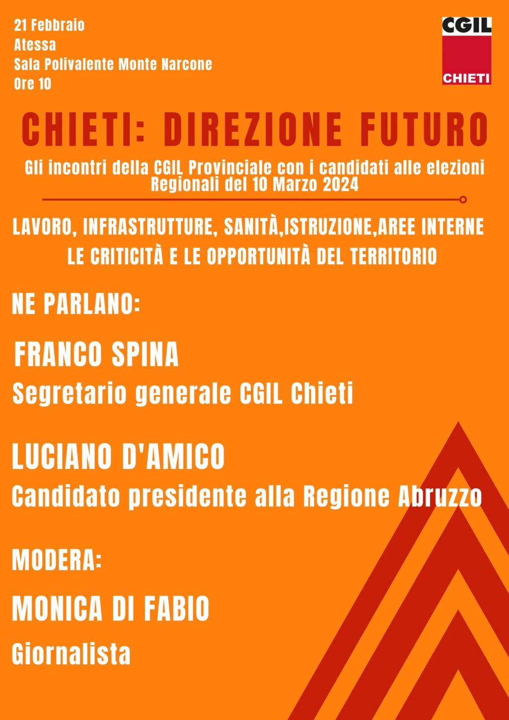 Regionali, Chieti Direzione Futuro: al via gli incontri della Cgil con i candidati