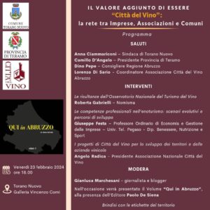 Torano Nuovo incontro su “Il valore aggiunto dell’essere “Città del Vino”