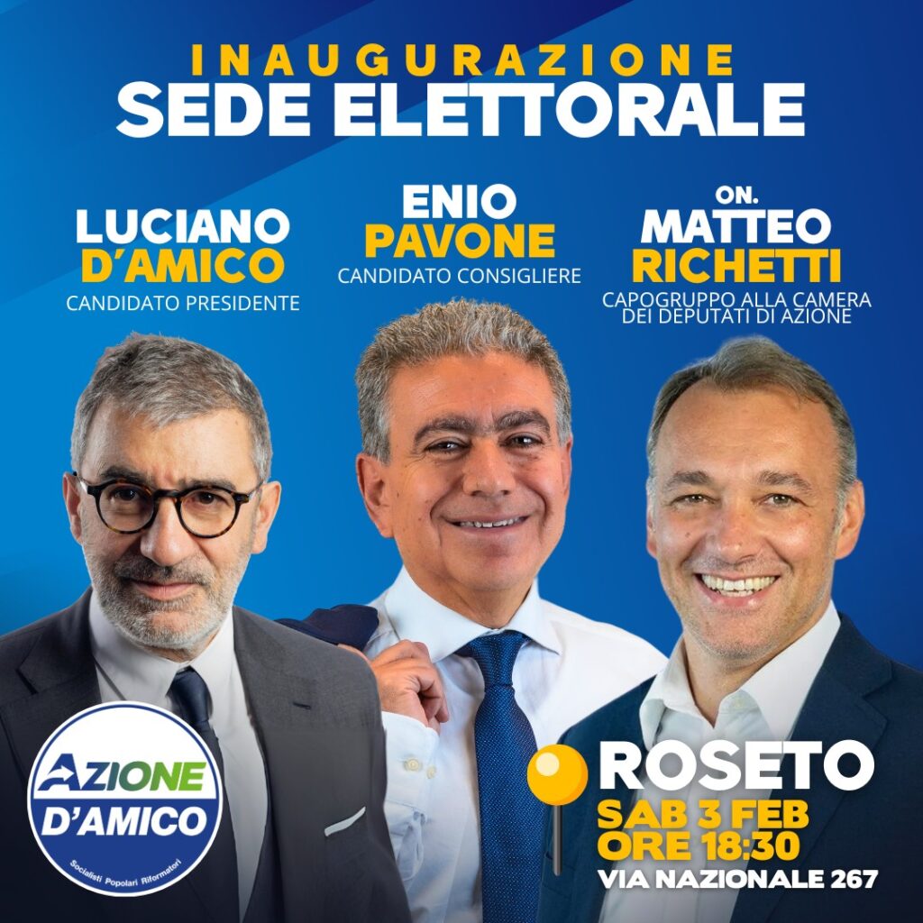 Enio Pavone inaugura la sede elettorale a Roseto