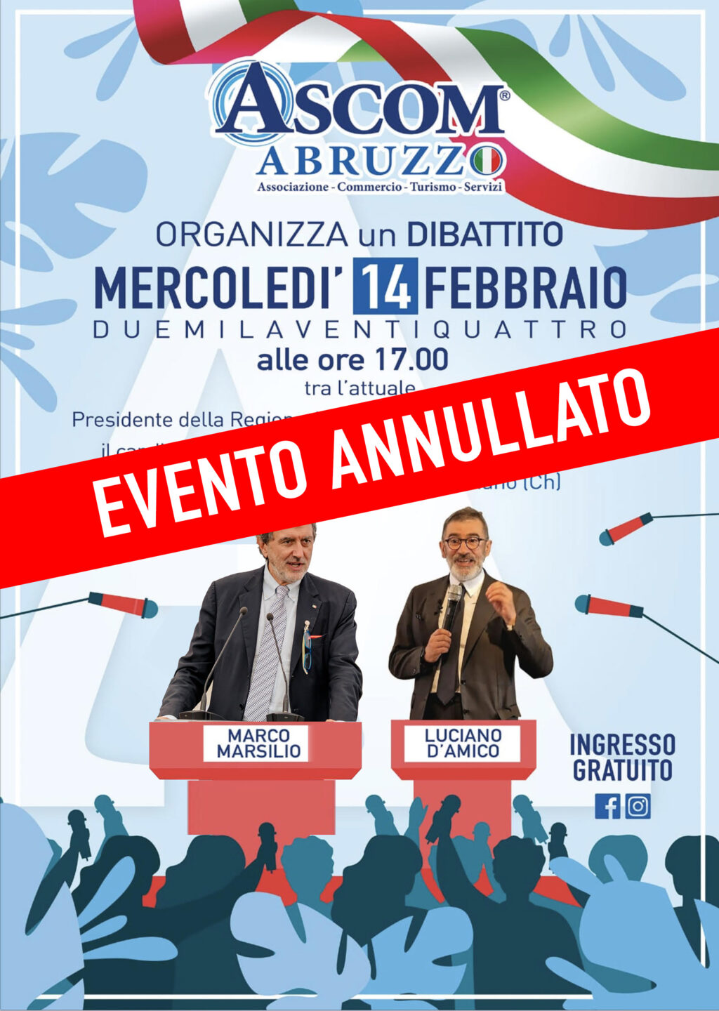 Confronto Marsilio- D'Amico: il presidente fa dietrofront: evento annullato