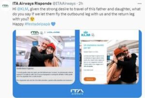 Festa del papà, Ita-Klm usano le stesse foto: l’Italia ci scherza ma l’Olanda no