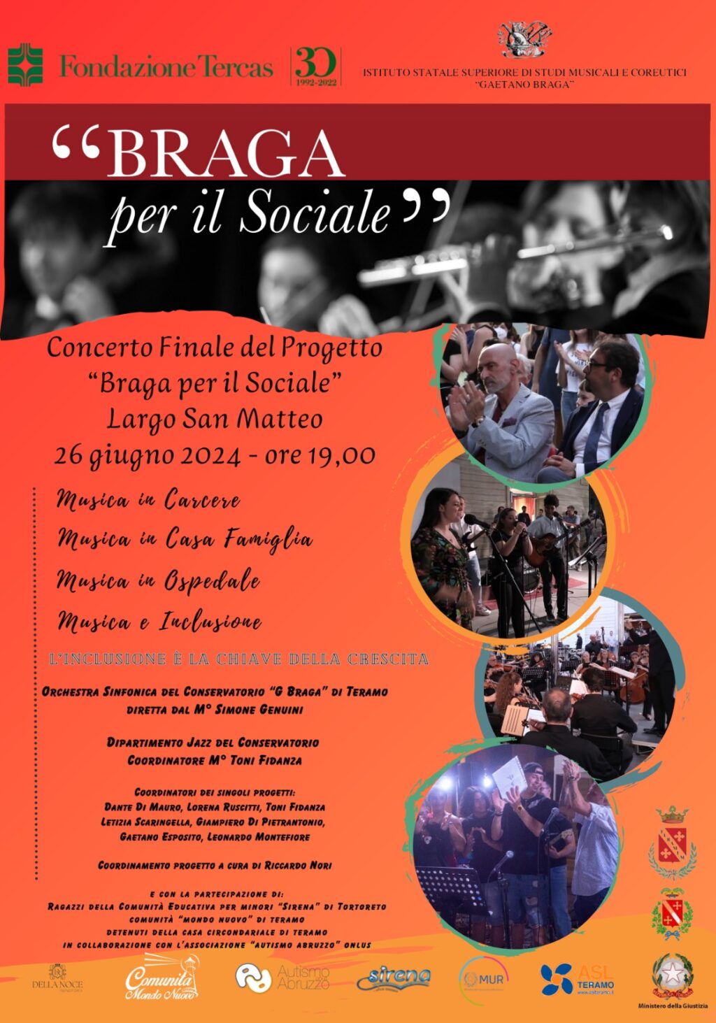 Teramo, tutto pronto per il concerto finale “Braga per il Sociale”