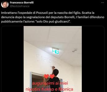 Pozzuoli, imbrattano muro ospedale per nascita del figlio Bryan – Video