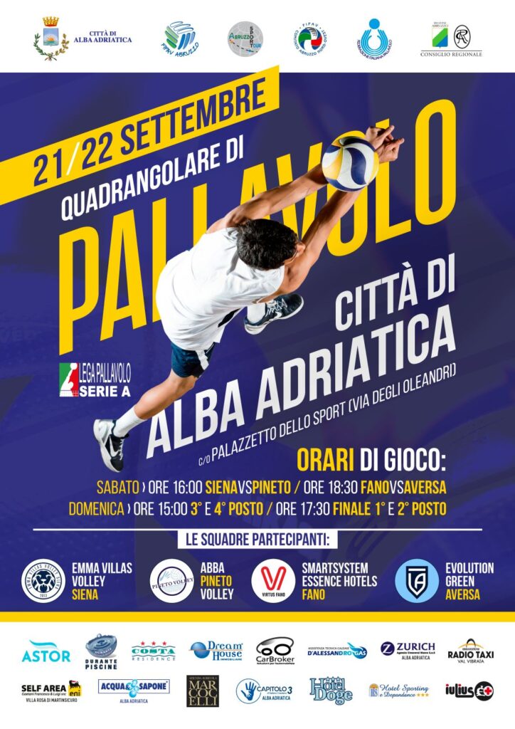 Alba Adriatica, pallavolo serie A quadrangolare al palazzetto dello sport