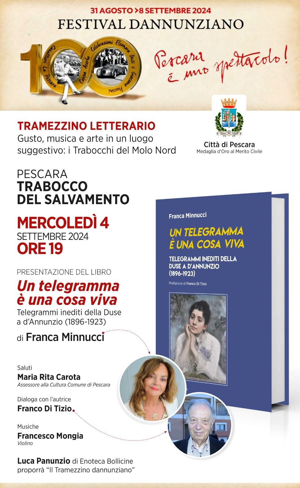 Festival dannunziano, i telegrammi inediti della Duse a d'Annunzio con Franca Minnucci