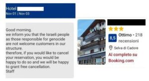 “Accusati di genocidio, turisti israeliani rifiutati da hotel di Belluno”: la denuncia
