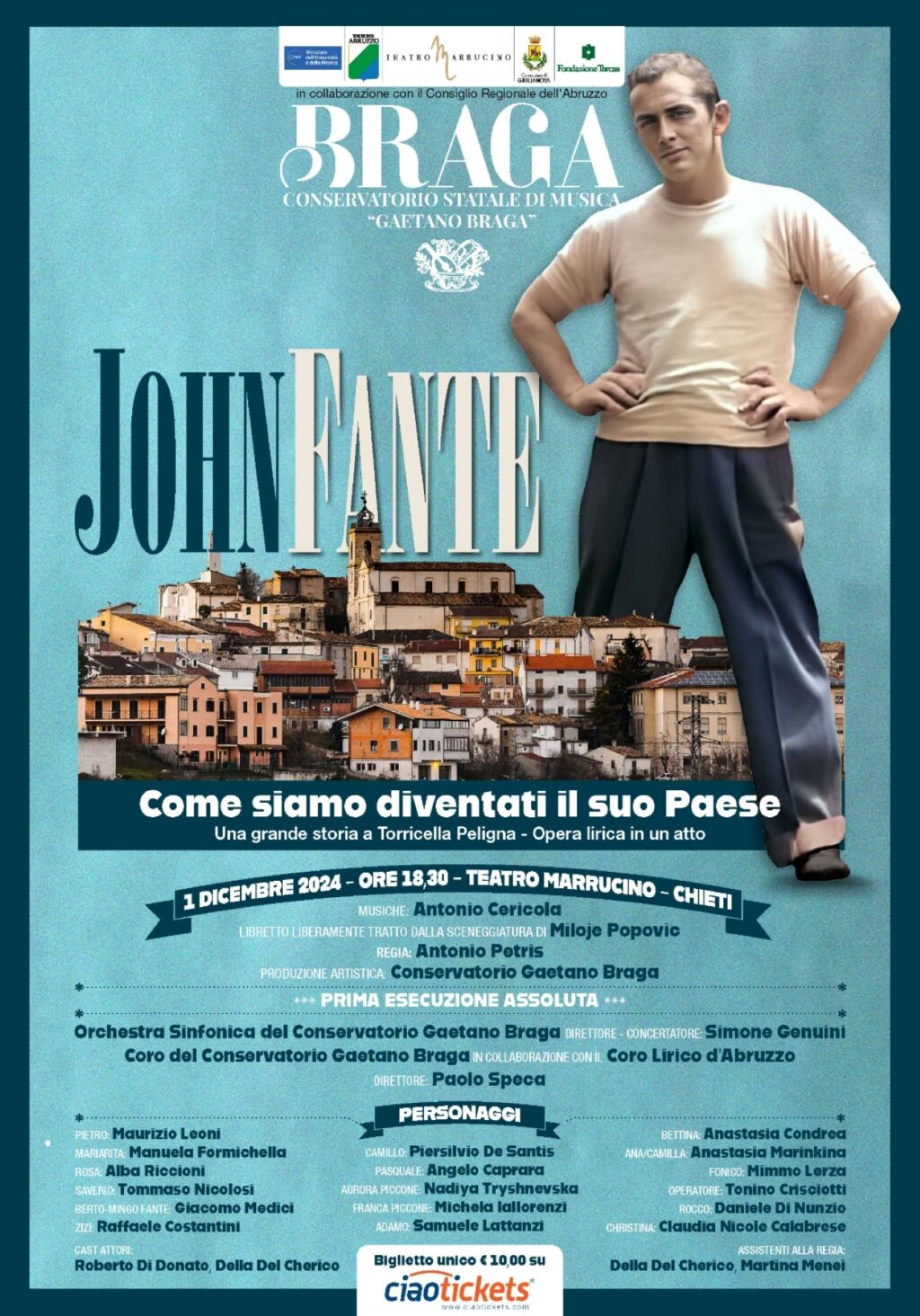 Teatro Marrucino, prima assoluta dell’opera "John Fante: come siamo diventati il suo paese"