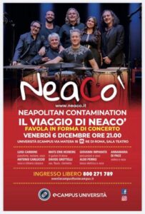 Venerdì 6 dicembre Neacò in concerto nella sede romana dell’Università eCampus