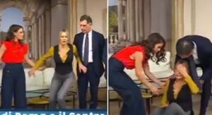Anna Falchi ha un malore in diretta, il video a ‘I fatti vostri’: cosa è successo
