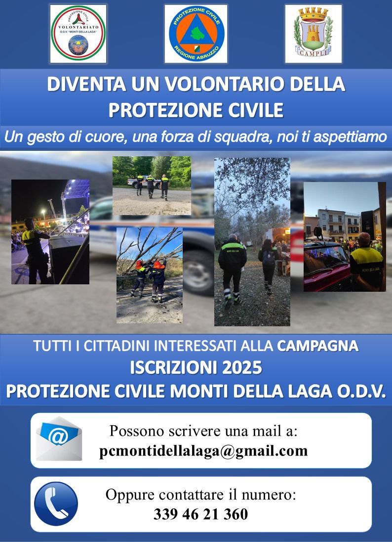 Protezione Civile Monti della Laga Campli: al via le adesioni