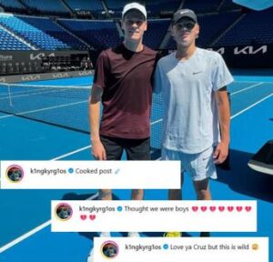 Sinner, allenamento con il figlio d’arte Hewitt. Kyrgios: “Post dopato”