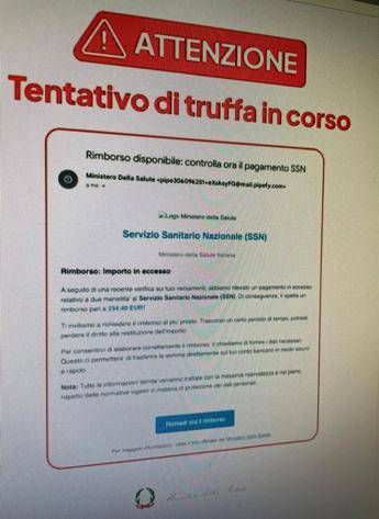 Alert ministero Salute: “False mail che promettono rimborsi, non cliccate su link”