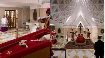 Papa Francesco, diffusa prima immagine della salma: veste liturgica rossa e rosario tra le mani
