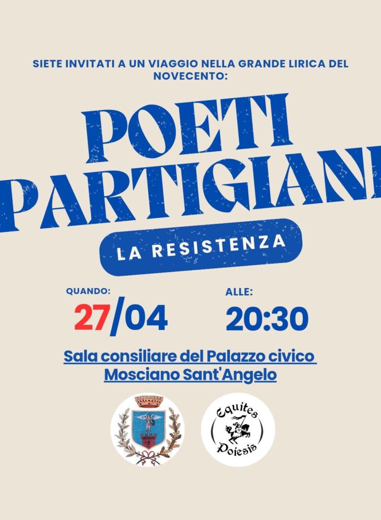 Mosciano, 2° edizione dell’evento letterario “poeti partigiani”