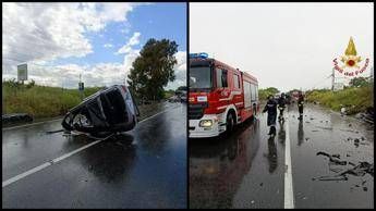 Auto finisce contro un albero e si ribalta sull’Ardeatina: un morto e 4 feriti gravi