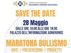 Insieme contro disagio giovanile, il 28 maggio ‘Maratona’ contro il bullismo