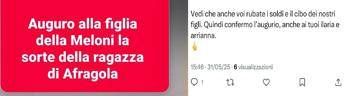 Minacce social a figlie Meloni e Piantedosi. La premier: “Contro clima violento politica si deve unire”