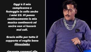 Simba La Rue compie 23 anni, il messaggio dal carcere: “Festeggio in cella”