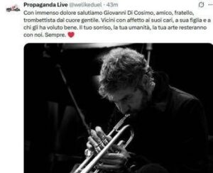 ‘Propaganda Live’, è morto il trombettista Giovanni Di Cosimo: aveva 61 anni