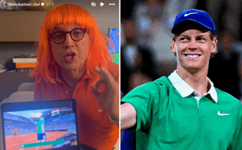 Sinner vola in finale al Roland Garros, Barbieri esulta con la parrucca arancione